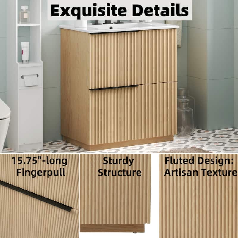 Bathroom Vanity with Ceramic Sink and Drawers
