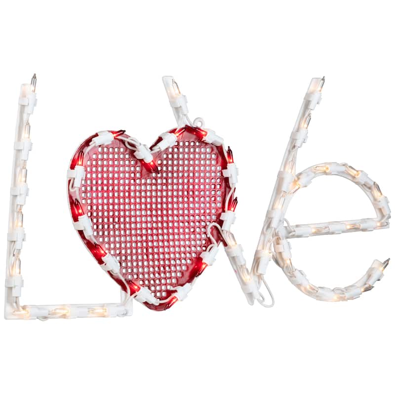 17" White Red "LoVe" Heart Valentine's Day Window Silhouette Decor
