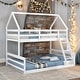 preview thumbnail 16 of 31, House Bed Design Twin over Full House Bunk Bed with Built-in Ladder,Full-length Guardrail White