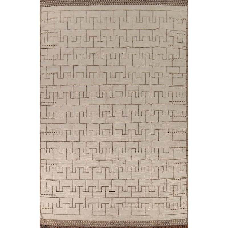 Modern Moroccan Large Rug Handmade Beige Wool Carpet - 11'10"x 16'1"