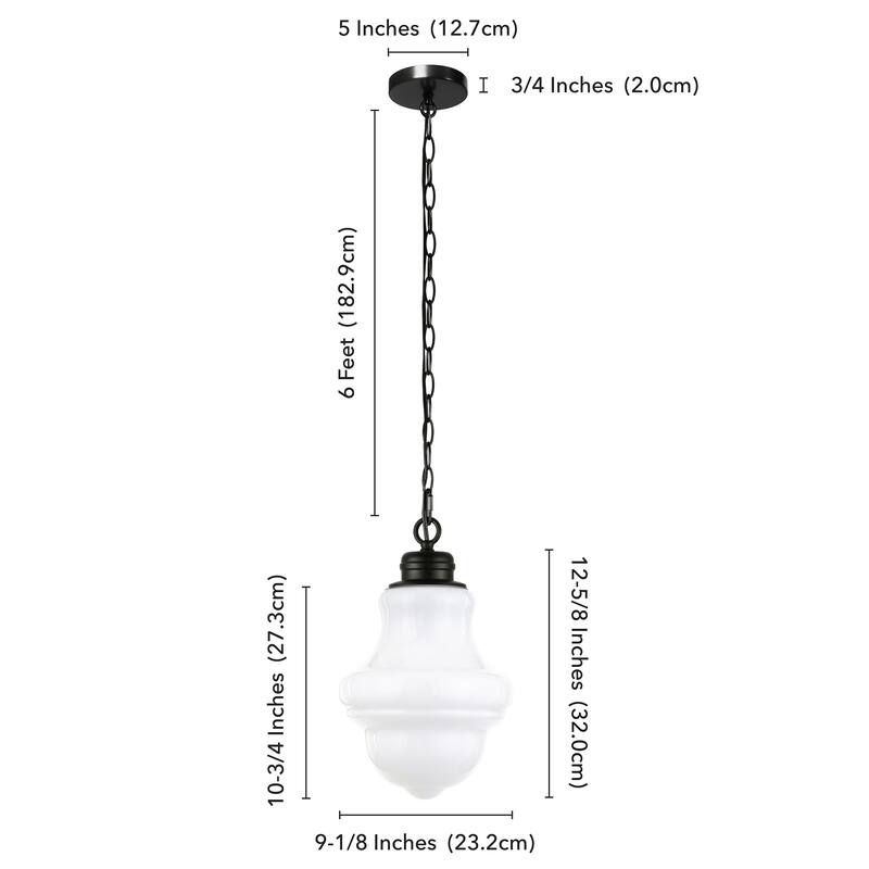 Annie Blackened Bronze and White Milk Glass Pendant - Blackened Bronze/Milk Glass - Blackened Bronze/Milk Glass