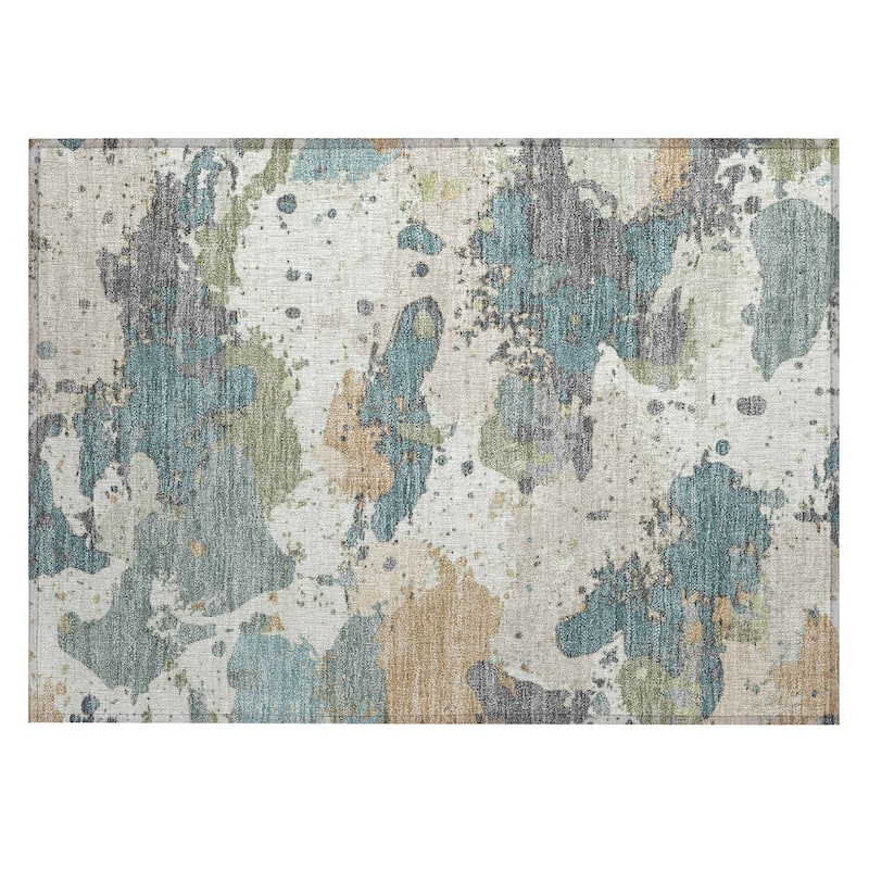 Machine Washable Indoor/Outdoor Modern Splatter Chantille Rug