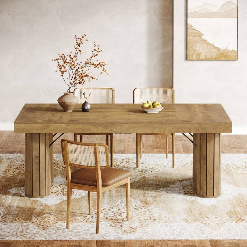 Farmhouse Dining Table, Rustic Rectangular Kitchen Table for Dining Room and Kitchen, Brown - N/A - Brown