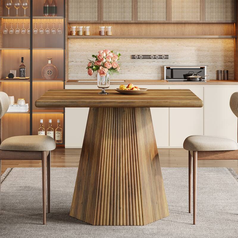 31.5-Inch Square Dining Table with Sturdy Pedestal Base