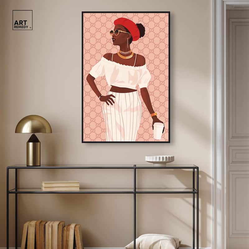 Her Stylish Coffee Look Canvas by Art Remedy