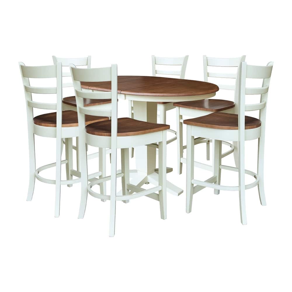 36 in Round Counter Height Extension Dining Table with 12 in Leaf and Stools
