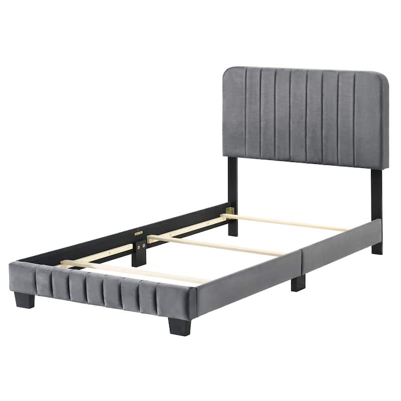 Gray Twin Bed with Contemporary Style, Sleek Finish and Compact Frame for Guest Rooms, Kids' Rooms or Modern Spaces