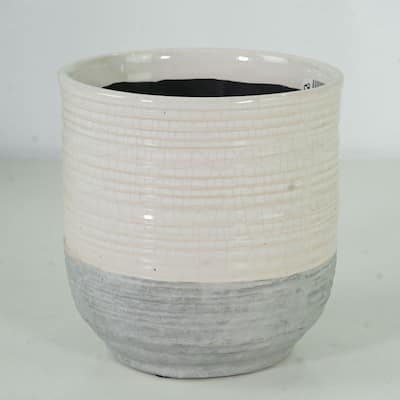 White And Grey Ceramic Planter