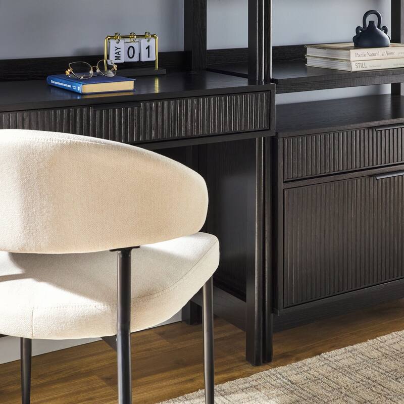 Walker Edison Hutch Desk with 2 Wide Bookcases