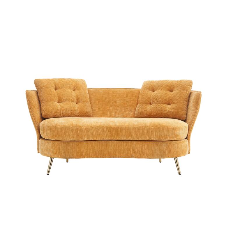 Upholstered Loveseat Sofa Chair with Golden Metal Legs