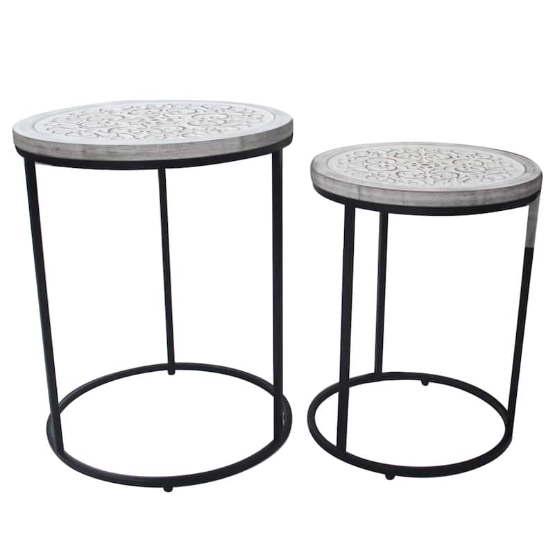 Farmhouse Round Nesting Side Table Set of 2 - 22.5''