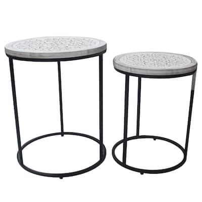 Farmhouse Round Nesting Side Table Set of 2 - 22.5''