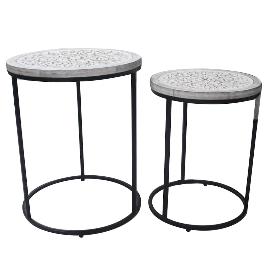 Farmhouse Round Nesting Side Table Set of 2 - 22.5''