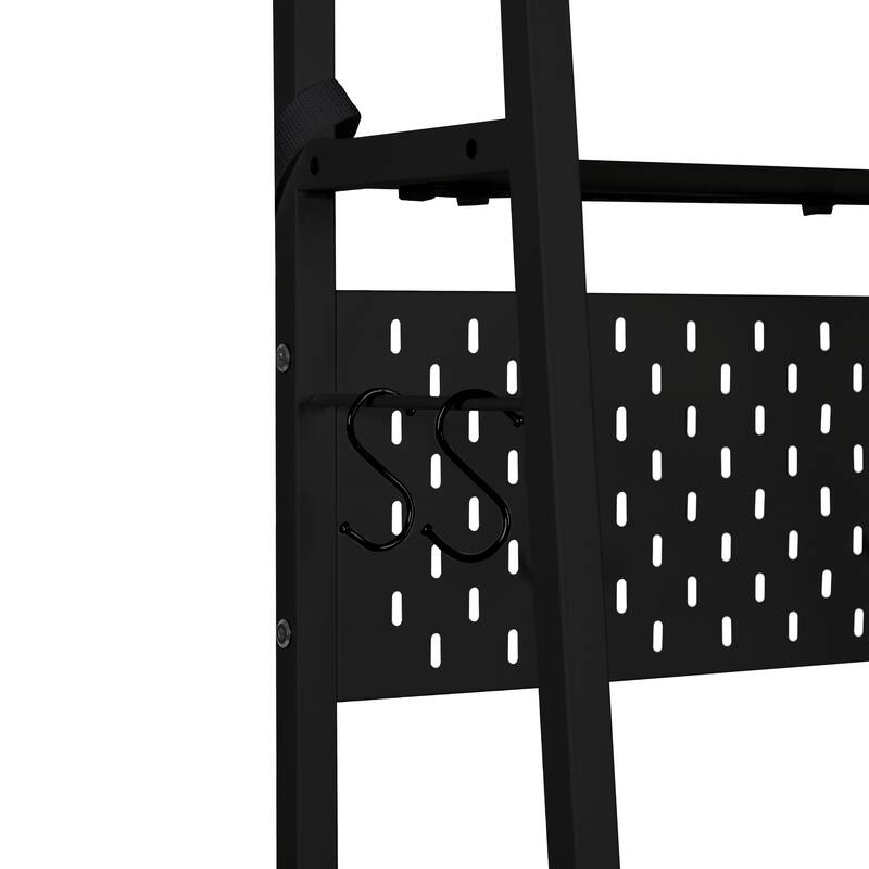 65" Tall Bakers Rack with Sliding Storage Drawer Barn Door & Shelf
