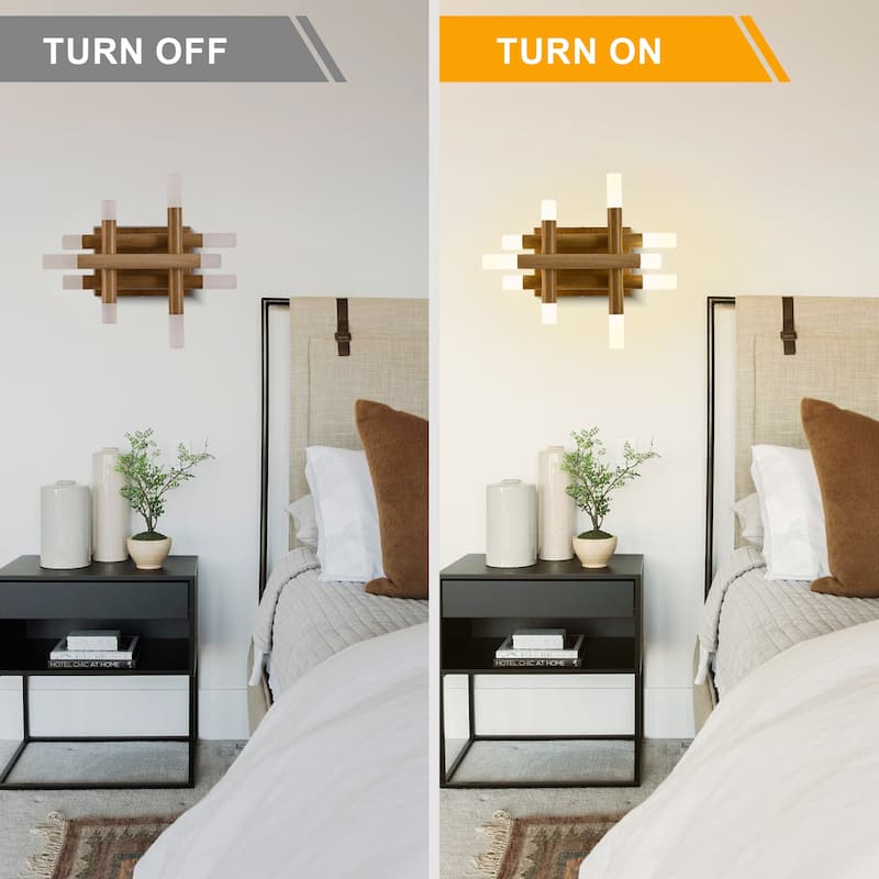 Bella Depot Wall Light Farmhouse Dimmable LED Sconce with Remote 13" x12"