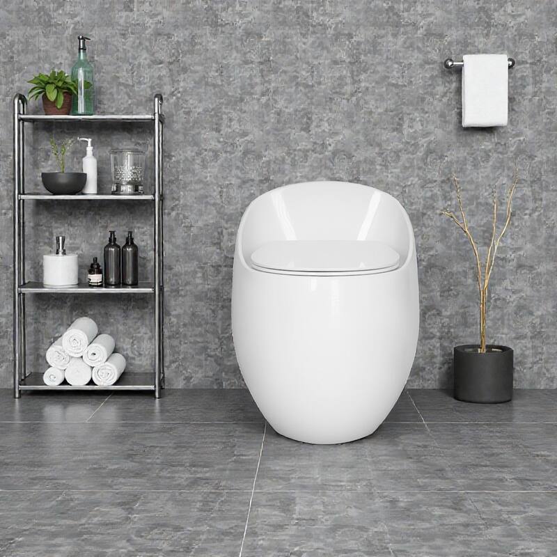 One Piece Egg Shape Toilet 1.28 GPF Single Flush. Soft Close Seat. Quick Release. Modern Bathroom Design