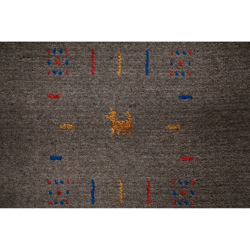 Tribal Gabbeh Indian Area Rug Handmade Oriental Wool Carpet - 8'2" x 9'10"