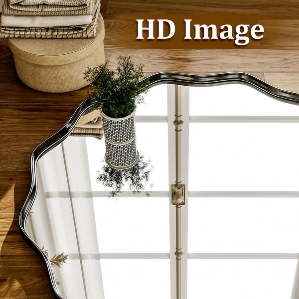 Round Wavy Bathroom Mirror Deep Frame Decorative Mirror Wall