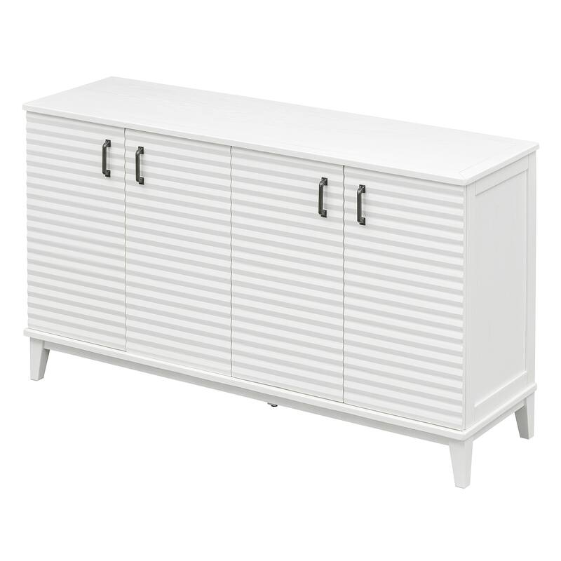 Sideboard with 4 Door Large Storage Buffet with Adjustable Shelves and Metal Handles for Kitchen