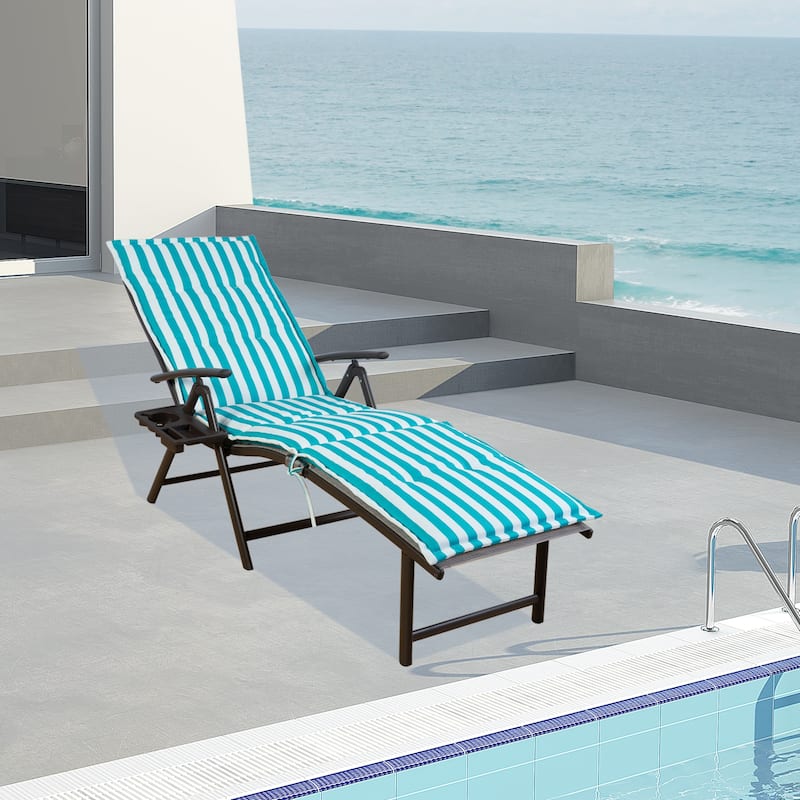 Kozyard Cozy Aluminum Beach Yard Pool Folding Reclining 7 Adjustable Chaise Lounge Chair with Cushion
