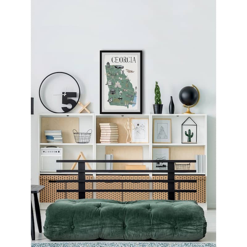 'Illustrated Map of the State of Georgia' Framed Painting Print