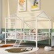 preview thumbnail 21 of 38, Creative Metal House Bed with Semi-enclosed House-shaped Frame, Ladder, Full-length Guardrail - No Box Spring Needed White - Full