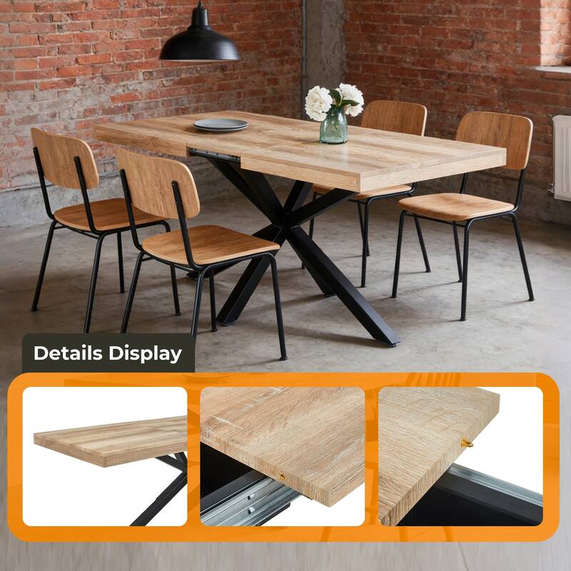 GDFStudio - Mapleton Modern Contemporary Space Saving 47.24" Metal Frame Extendable Dining Table with Telescoping Top - 47.24"L