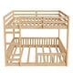 preview thumbnail 6 of 18, Stylish and Simple Full Size Wooden Bunk Bed, Solid Pine Full over Full Floor Bunk Bed Frame with Ladder and Guardrails