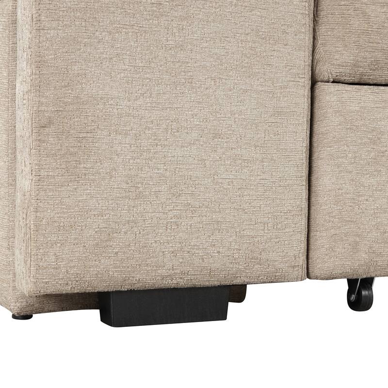 104" Modern L-Shape 3 Seat Reversible Sectional Couch, Pull Out Sleeper Sofa with Storage Chaise and 2 Stools
