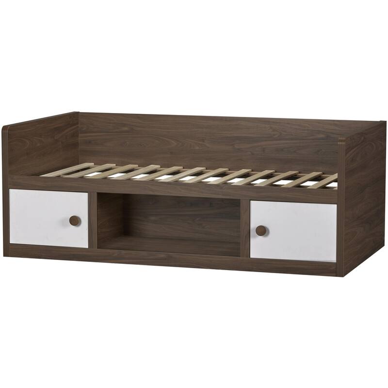 Roomfitters Sierra Ridge Terra Twin Size Daybed with Storage Drawers, Two-Tone Walnut and White Finish
