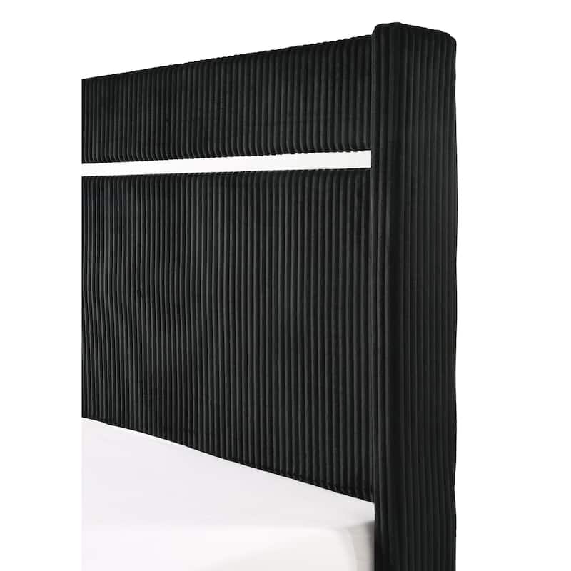 Contemporary Queen Size Upholstered Bed with Channel Tufted Headboard