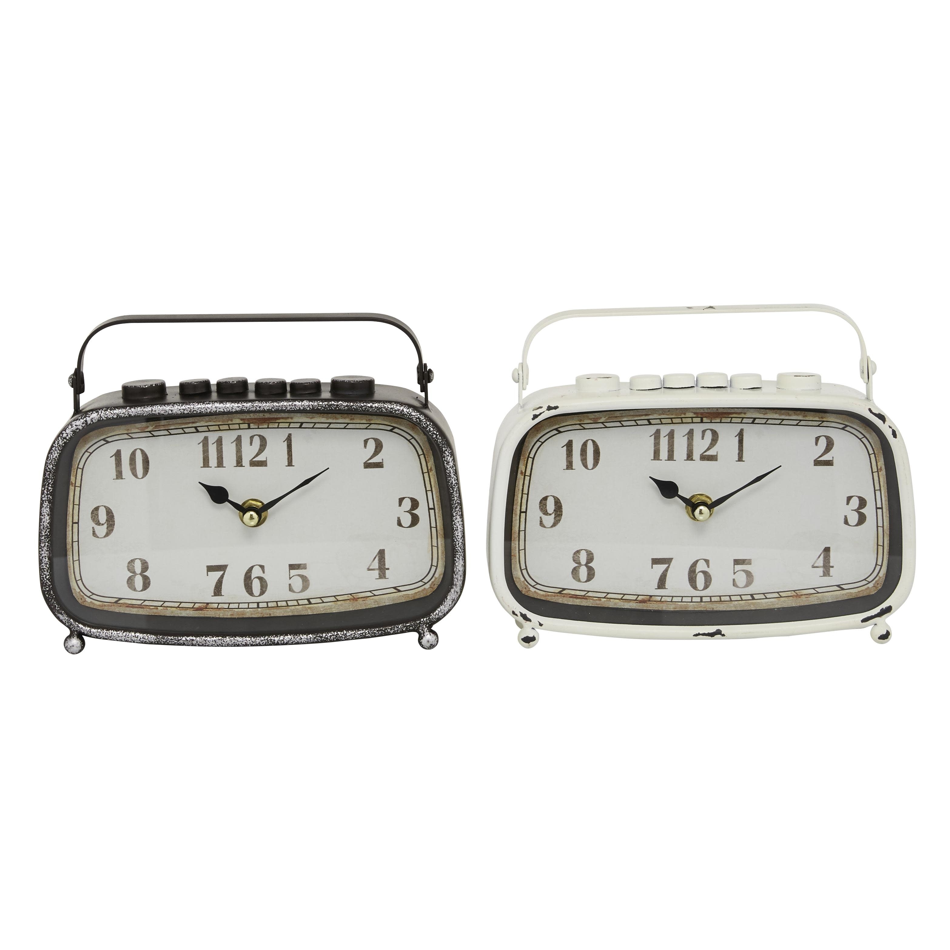 Metal Retro Radio Style Clock - Set of 2 Multi Colored - Roche River Decor