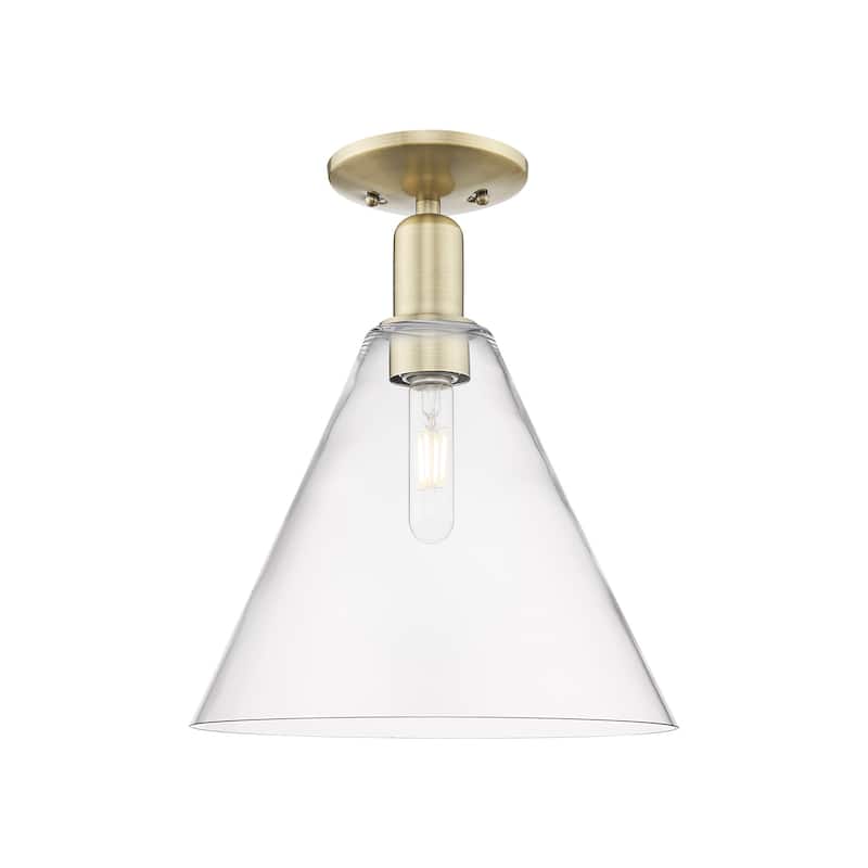 Innovations Lighting 716-1C-15-12 Berkshire Glass Semi-Flush Berkshire - Antique Brass / Clear