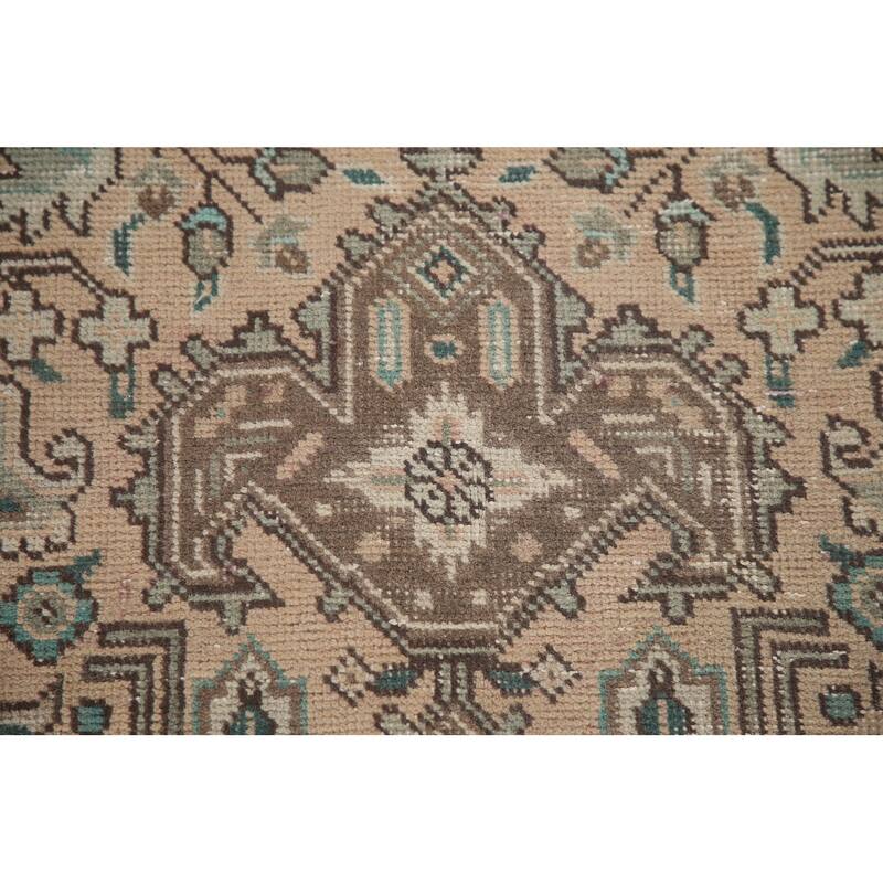 Hand Knotted Oriental 100% Wool Carpet Traditional Medallion Peach Tabriz Area Rug - 9' 9'' X 6' 5''