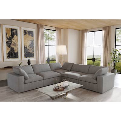 Cloud Modular Sectional Sofa, 5 Seater Corner Sofa with Pillows