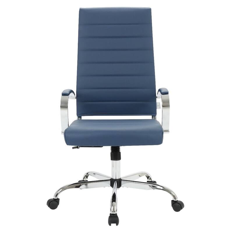Benmar Leather Executive Office Chair with Chrome Frame, Adjustable Height, Tilt Lock, 360° Swivel, and Smooth Rolling Casters