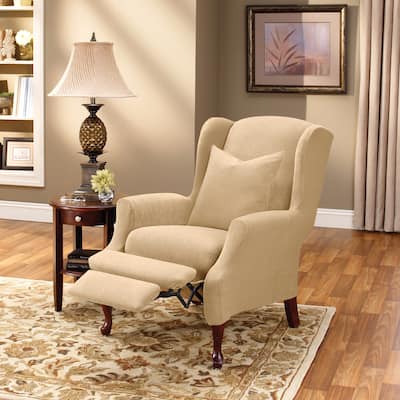 SureFit Stretch Pique 2 Piece Wing Recliner Slipcover