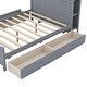 preview thumbnail 11 of 10, Full Storage Headboard Bed w/ 4 Drawers, Wood Platform Bed/ Space Saving Bed/ Grounded Trundle Bed for Small Living Spaces, Gray