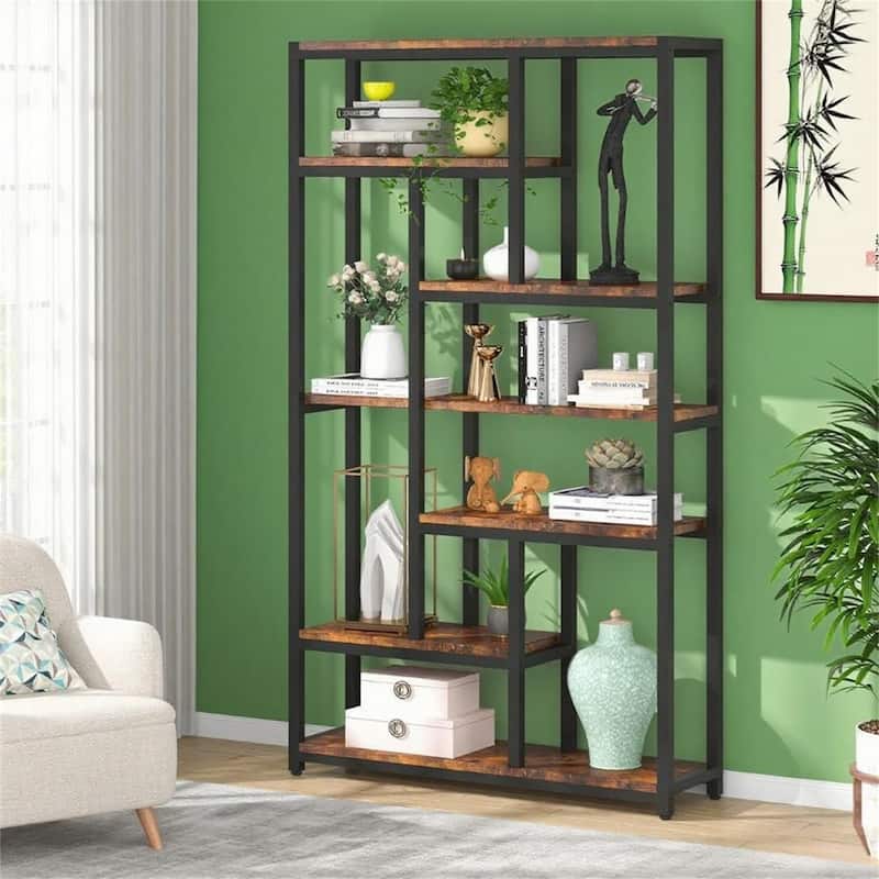 Industrial 10-Shelf Bookcase