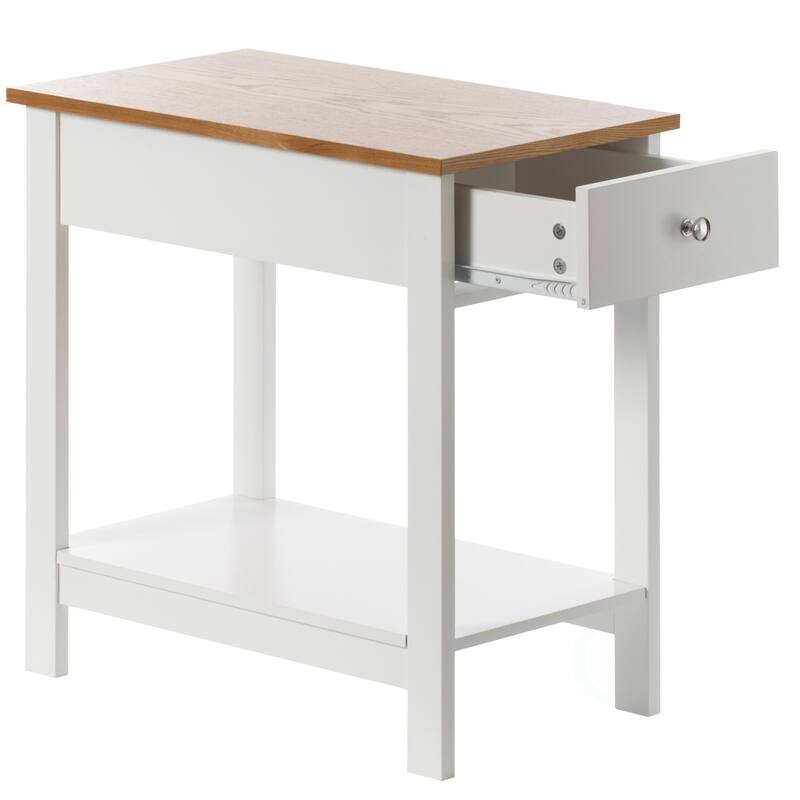 White Side Table With Drawer For Entryway, Living room, or Bedroom