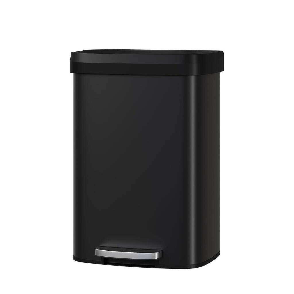 13 Gallon/50 Liter Metal Large Trash Can with Lid, Suitable for Kitchen, Office, Bedroom Trash Can