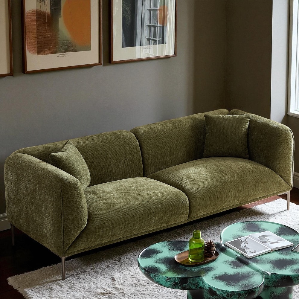 82.6" Modern Curved Boucle Sofa, Thick Cushions & Solid Wood Frame, Cozy Living Room Couch for Reading & Movie Nights