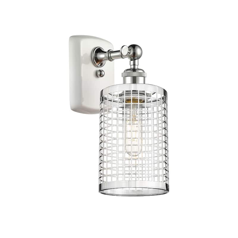 Innovations Lighting 516-1W-13-5 Nestbrook Sconce Nestbrook 13" Tall - White / Polished Chrome