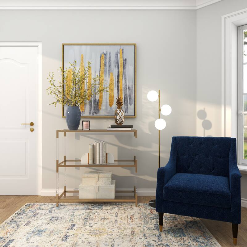 Gold Polystone Pineapple Fruit Decorative Sculpture with Mirror Accents