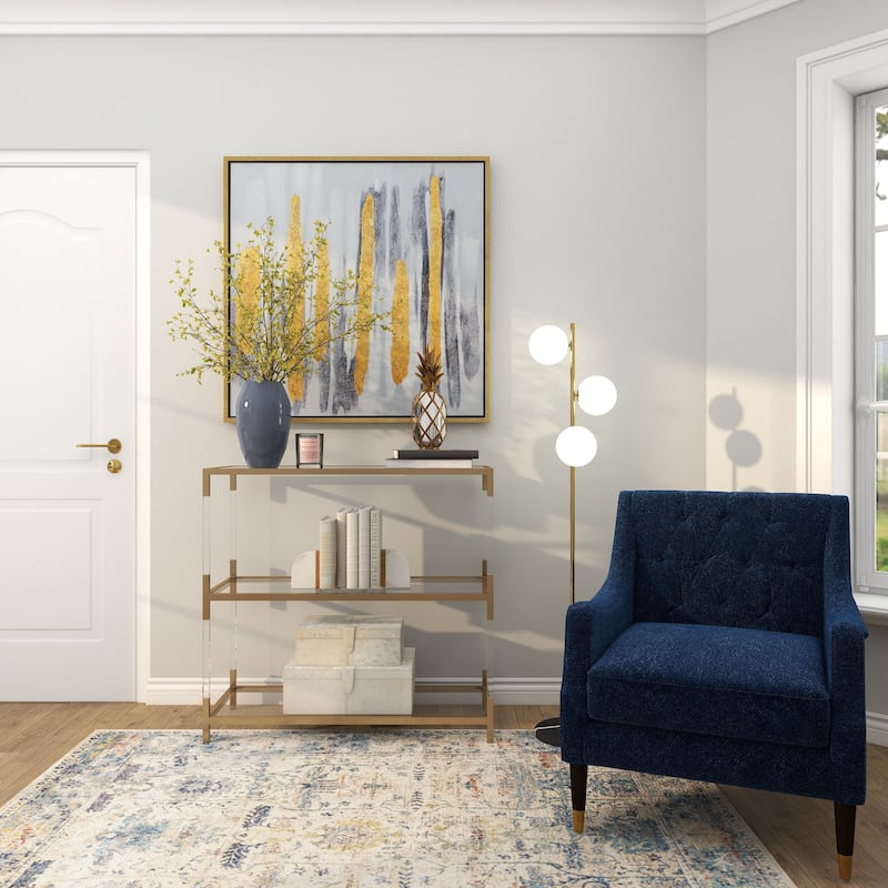 Polystone Fruit Pineapple Decorative Sculpture with Mirror Accents - Gold - Roche River Decor