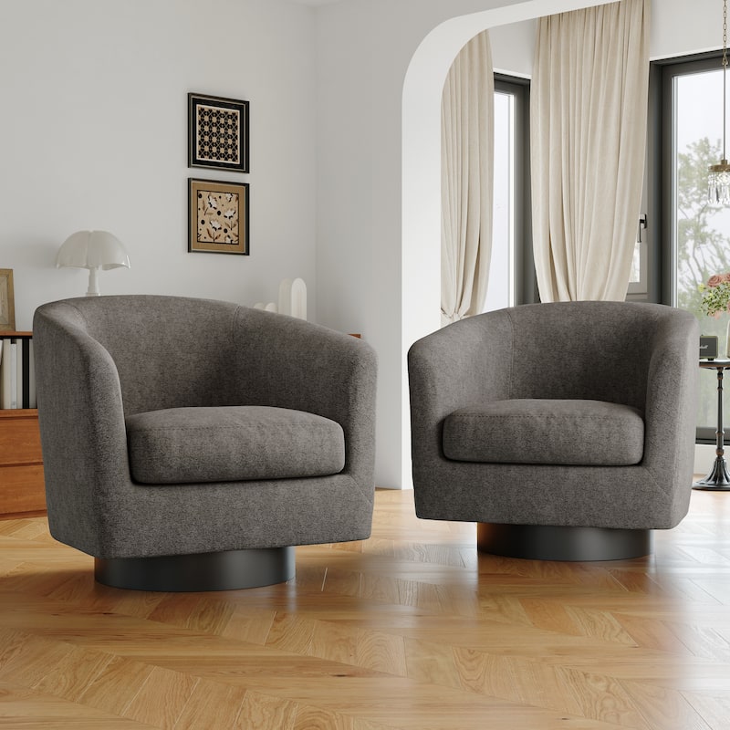 Modern Round 360-Degree Swivel Accent Chair Set of 2