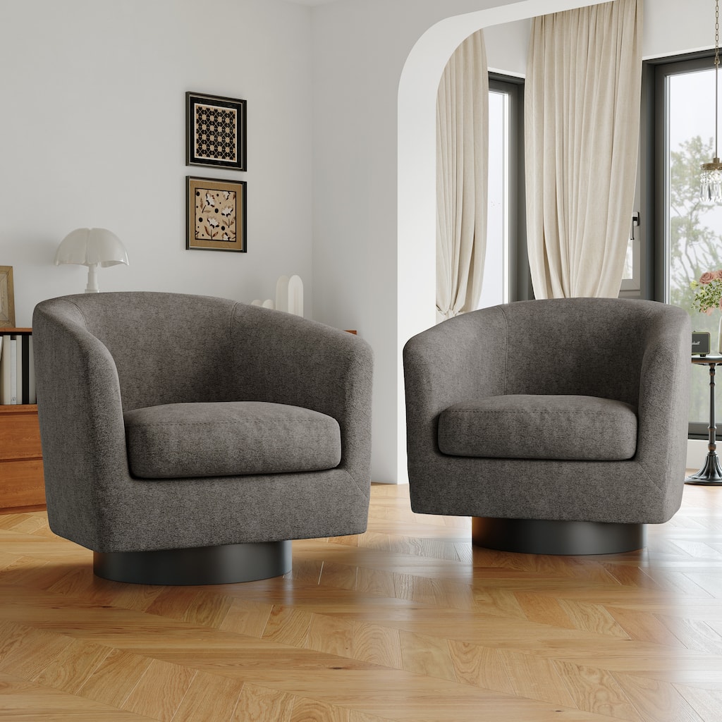 Modern Round 360-Degree Swivel Accent Chair Set of 2