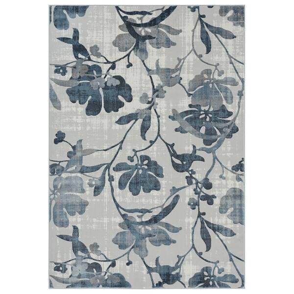 Abani Nova NOV180A Modern Grey and Blue Floral Area Rug 7'9 x 10'2 Abani Nova NOV180A Modern Grey and Blue Floral Area Rug 7'9 x 10'2