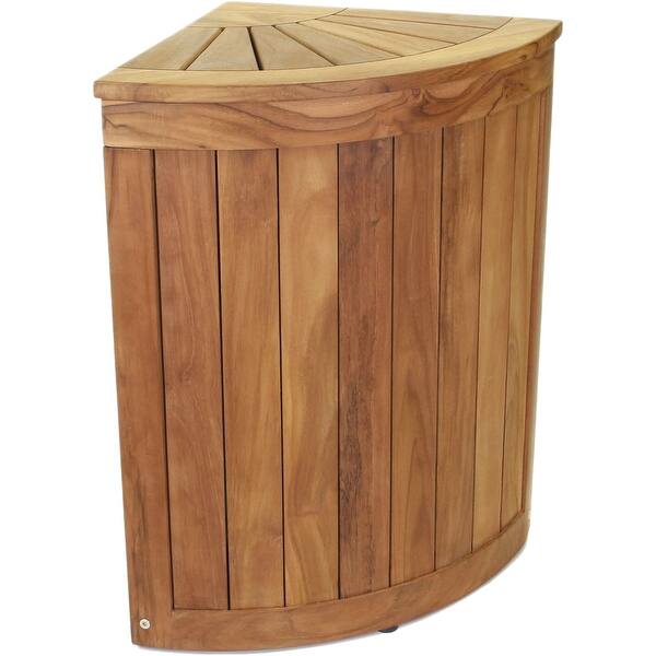 slide 2 of 6, Kai Corner Teak Laundry or Storage Hamper Brown