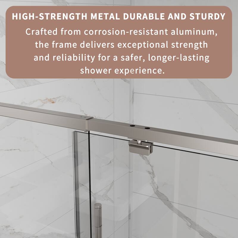 Modland 44-48"x71'' Adjustable Pivot Shower Door - Auto-Lift Hinge, Magnetic Seal, 6 Finishes for Uneven Walls - 48''x 71''